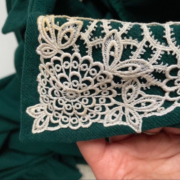 Vintage Green & Cream Lace Halter Top Maxi Dress S - Picture 10 of 15